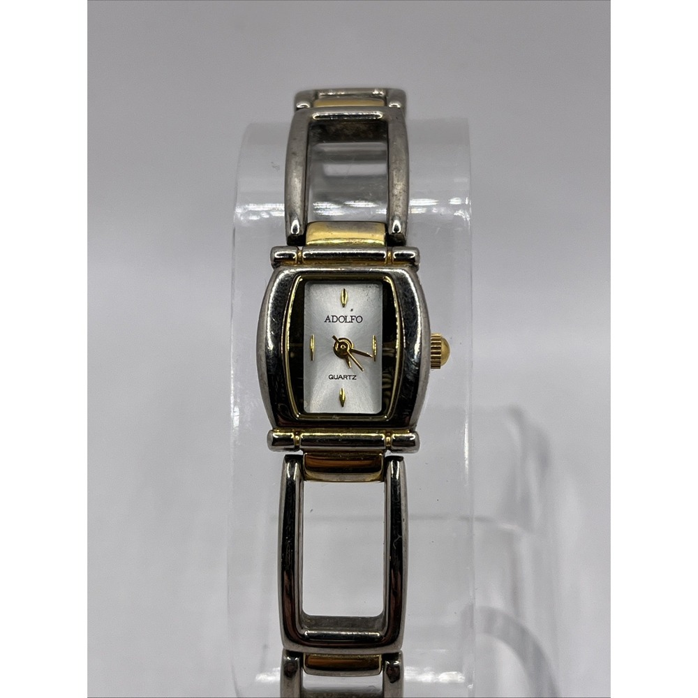 Vintage Adolfo Women's Quartz Watch Two‎ Tone 6" Band 17mm Case- New Battery